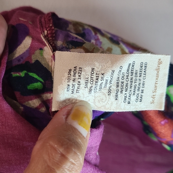 Soft Surroundings purple floral button down blouse petite small - Picture 7 of 10